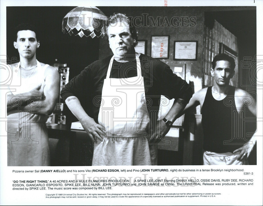 1989 Press Photo Danny Aiello, Richard Edson And John Torturro - Historic Images
