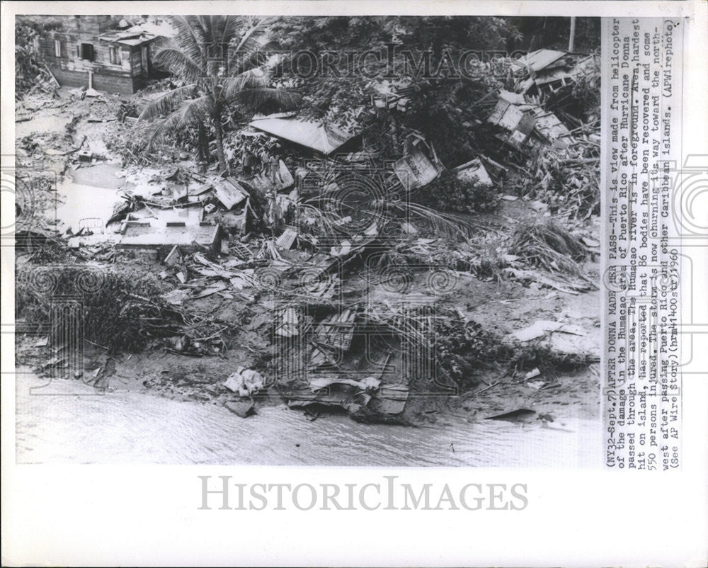 1960 Press Photo Puerto Rico Hurricane Donna Humacao Area Helicopter Puerto - Historic Images