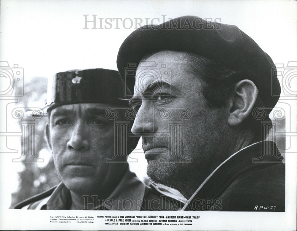 Press Photo Actors Anthony Quinn, Gregory Peek In Behold A Pale Horse - Historic Images