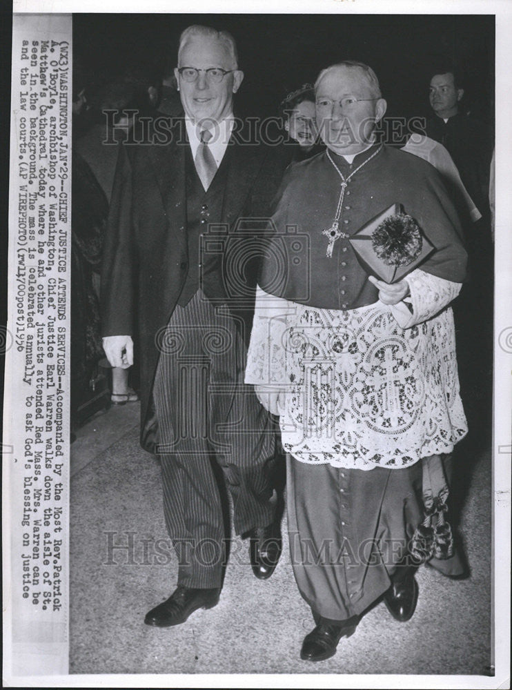 1956 Press Photo Patrick Boyle Washington Justices Barl Warren Mathew Cathedral - Historic Images