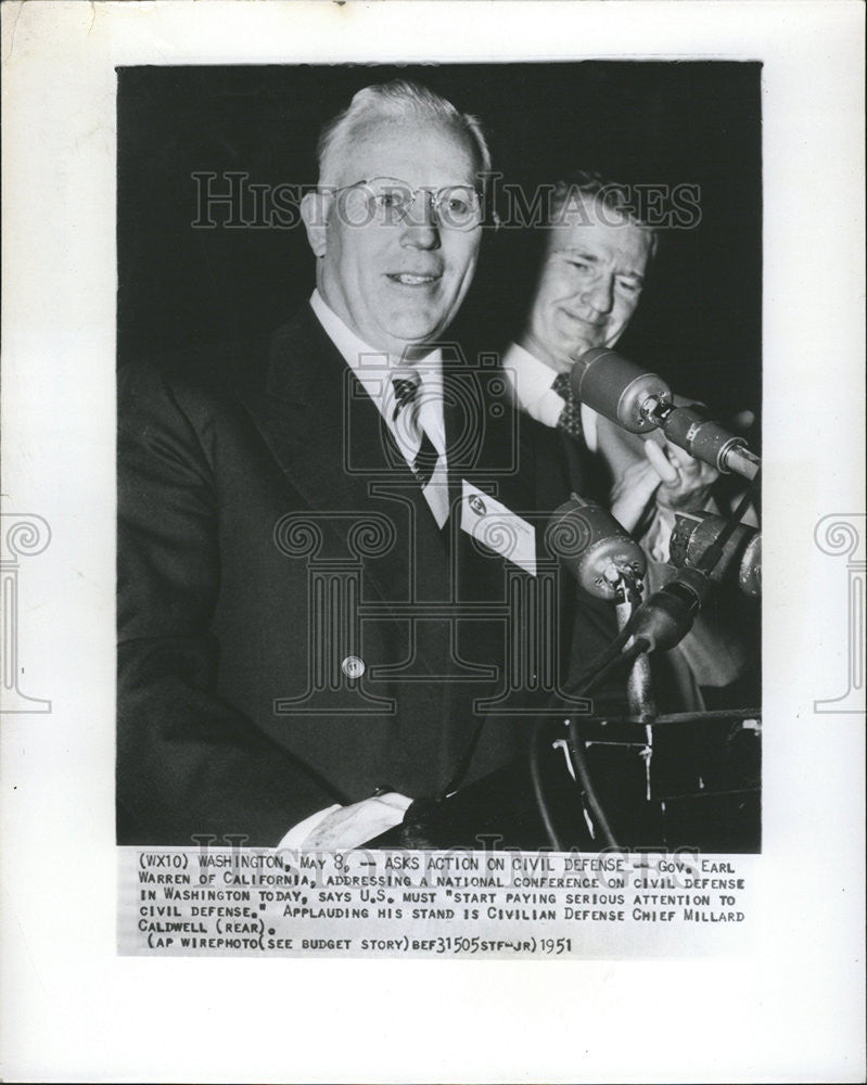 1951 Press Photo Earl Warren California National Conference Civil Defense. - Historic Images