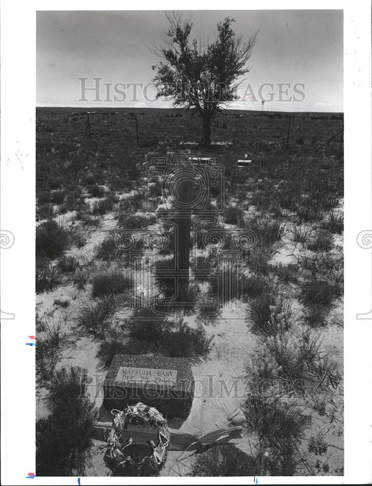 1992 Press Photo Lyn Alweis Foto Headstone Mark Death Camp Baby - Historic Images