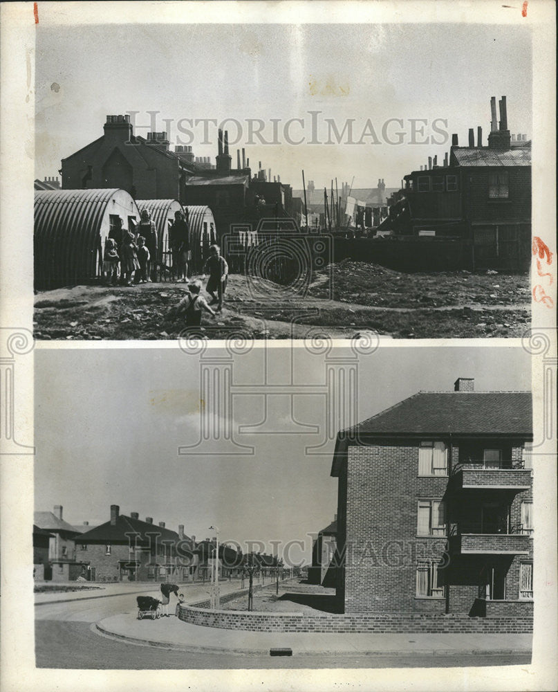 1949 Press Photo Ham precinct London Dock Badly Bombed Britain - Historic Images