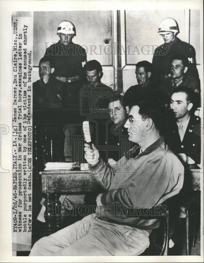 1946 Press Photo James Barneu Eau Claire War Crimes Trial - Historic Images