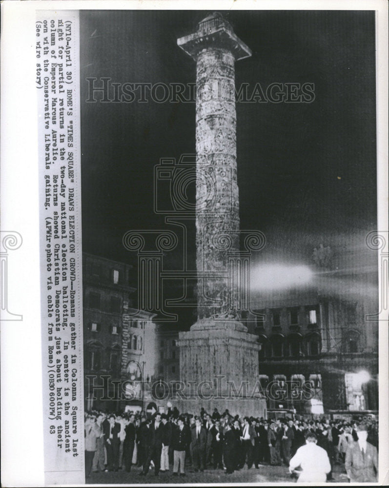 1963 Press Photo Rome Colonna Square National Election Balloting Partial Returns - Historic Images