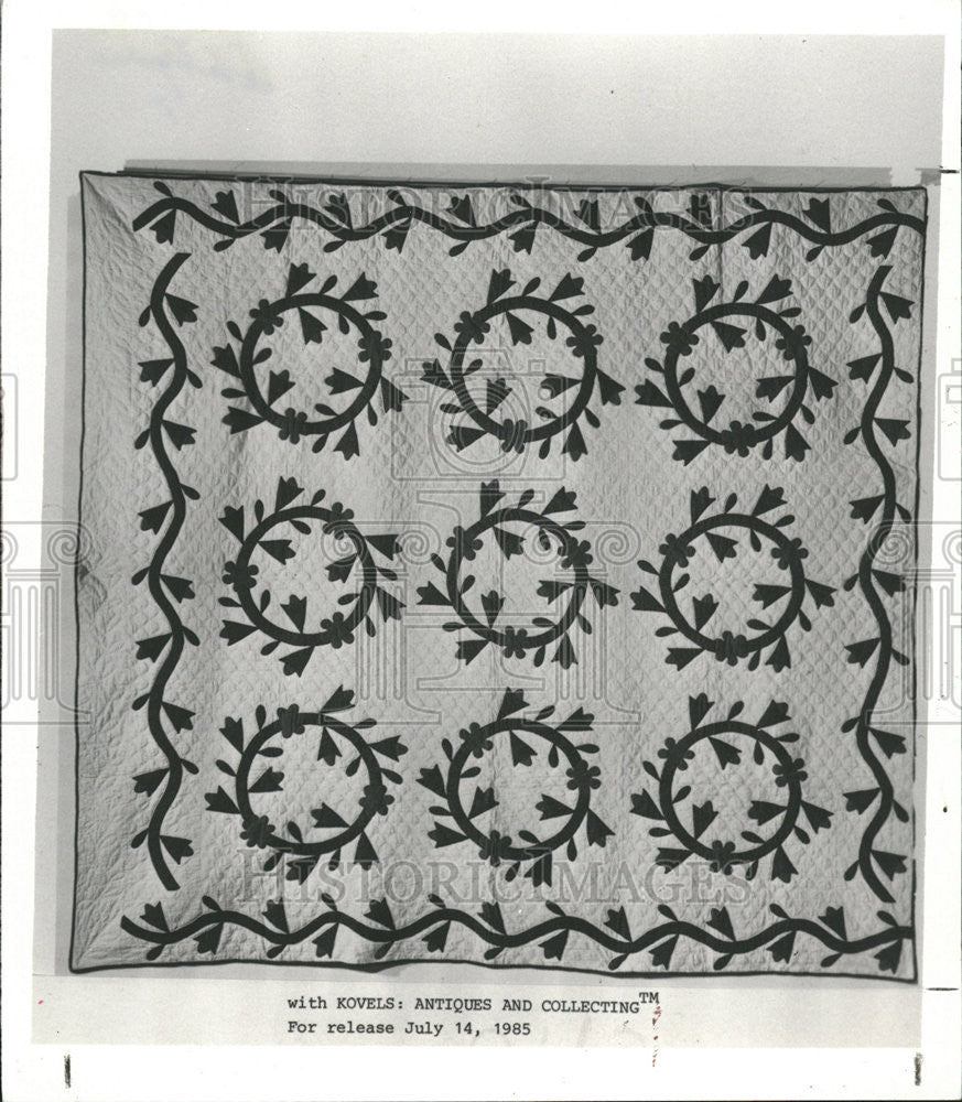 1985 Press Photo This 49-by-75 Inch Quilt with Kovels Was Made in Pennsylvania - Historic Images