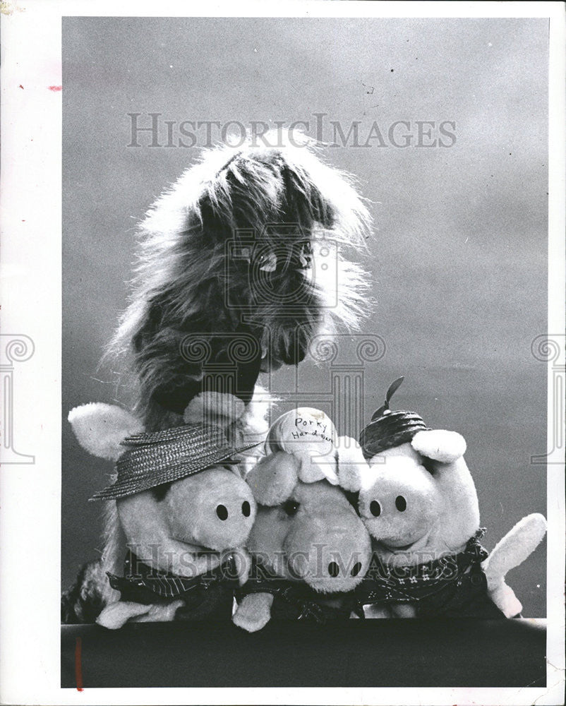 1982 Press Photo Three Little Pigs Wolf Puppets Play - Historic Images