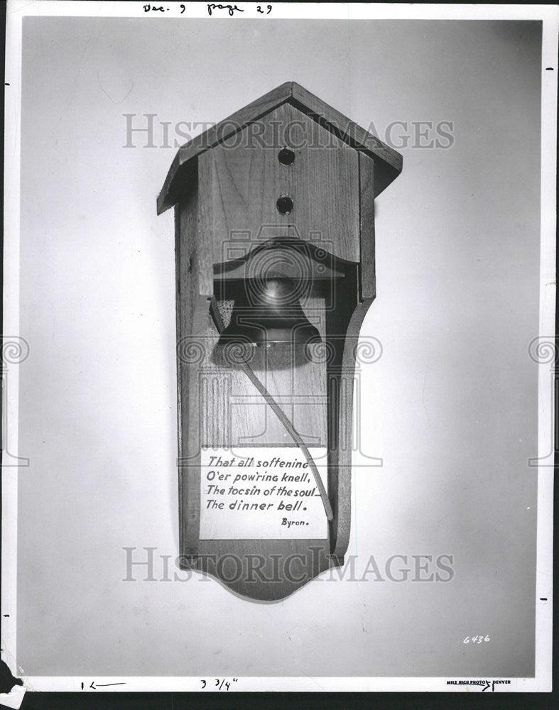 1952 Press Photo Soften Powering knell Tocsin Soul Dinner Bell Appliance - Historic Images