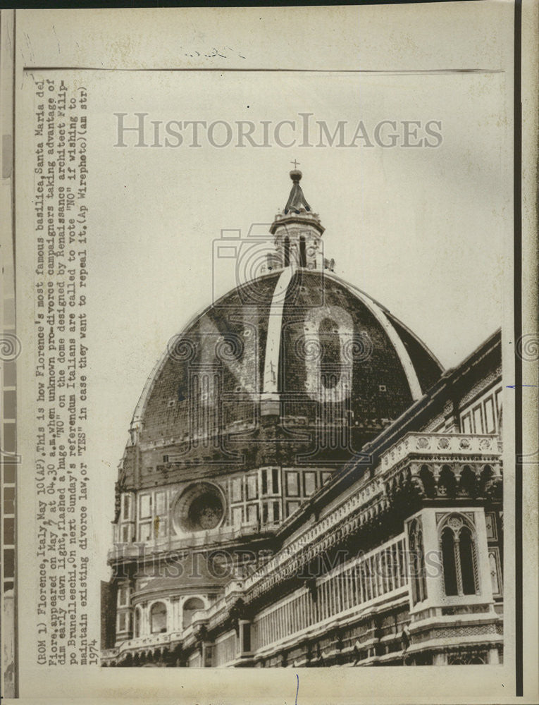 1974 Press Photo Florence Basilica Santa Maria Del Fiore Architect Filippo Law - Historic Images