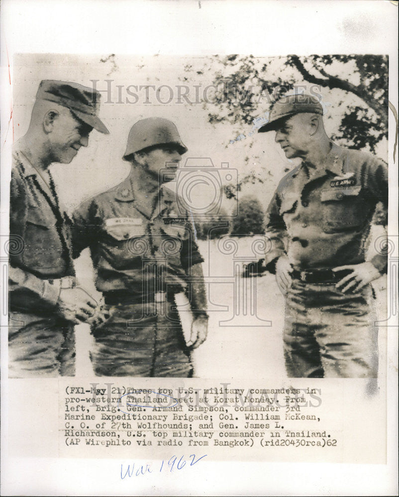 1962 Press Photo Military Commander Pro western Thailand Meet Korat Monday three - Historic Images