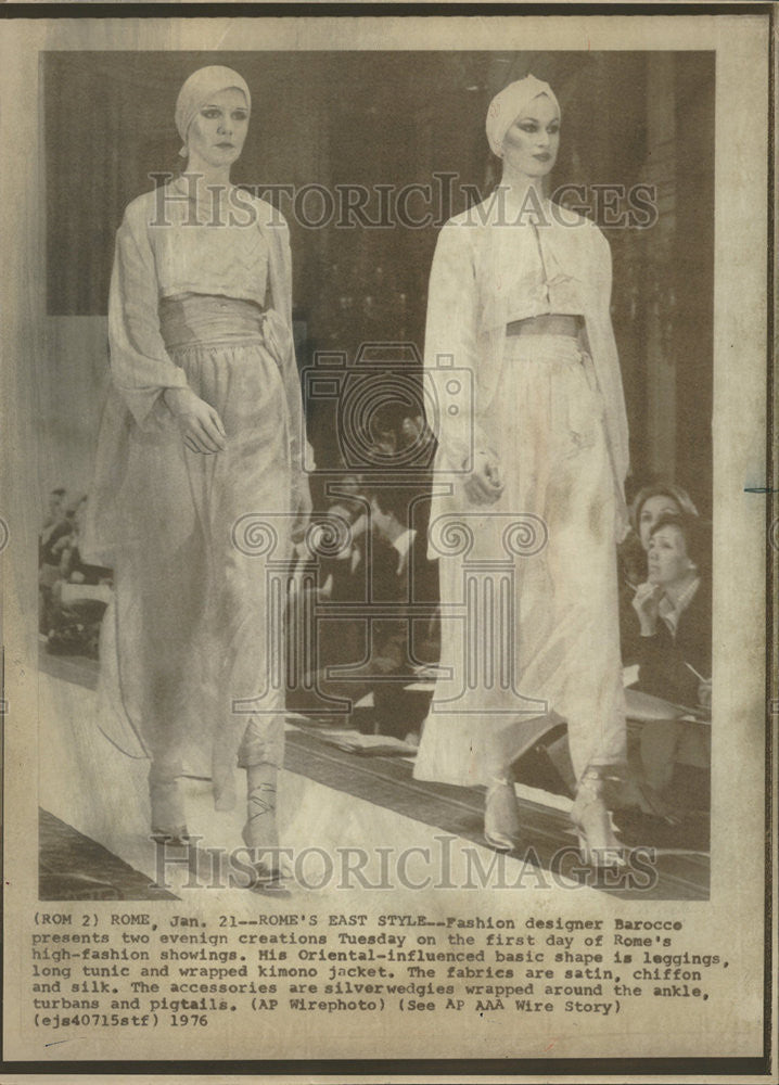 1976 Press Photo Designer Barocco Women Fashion Rome Italy - Historic Images