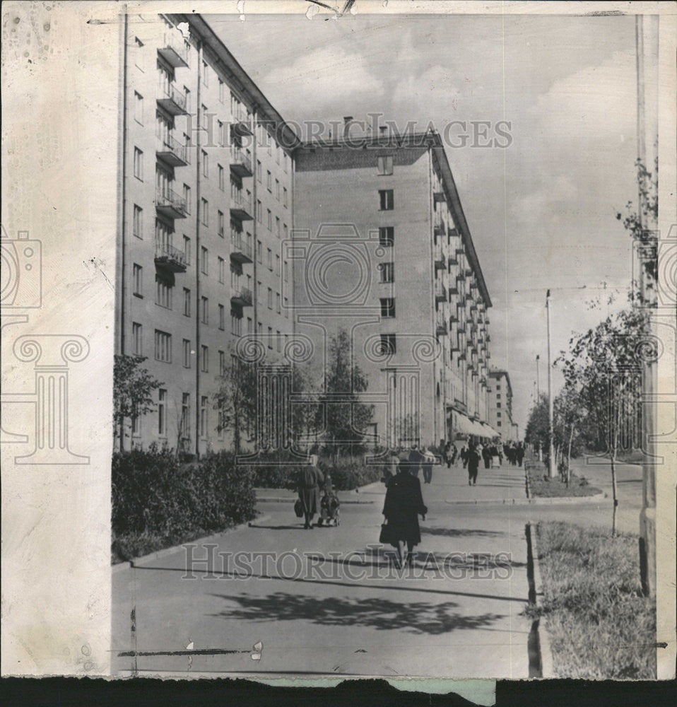 1961 Press Photo Row Apartment Building Lenin Hills Southwest Moscow Russia - Historic Images