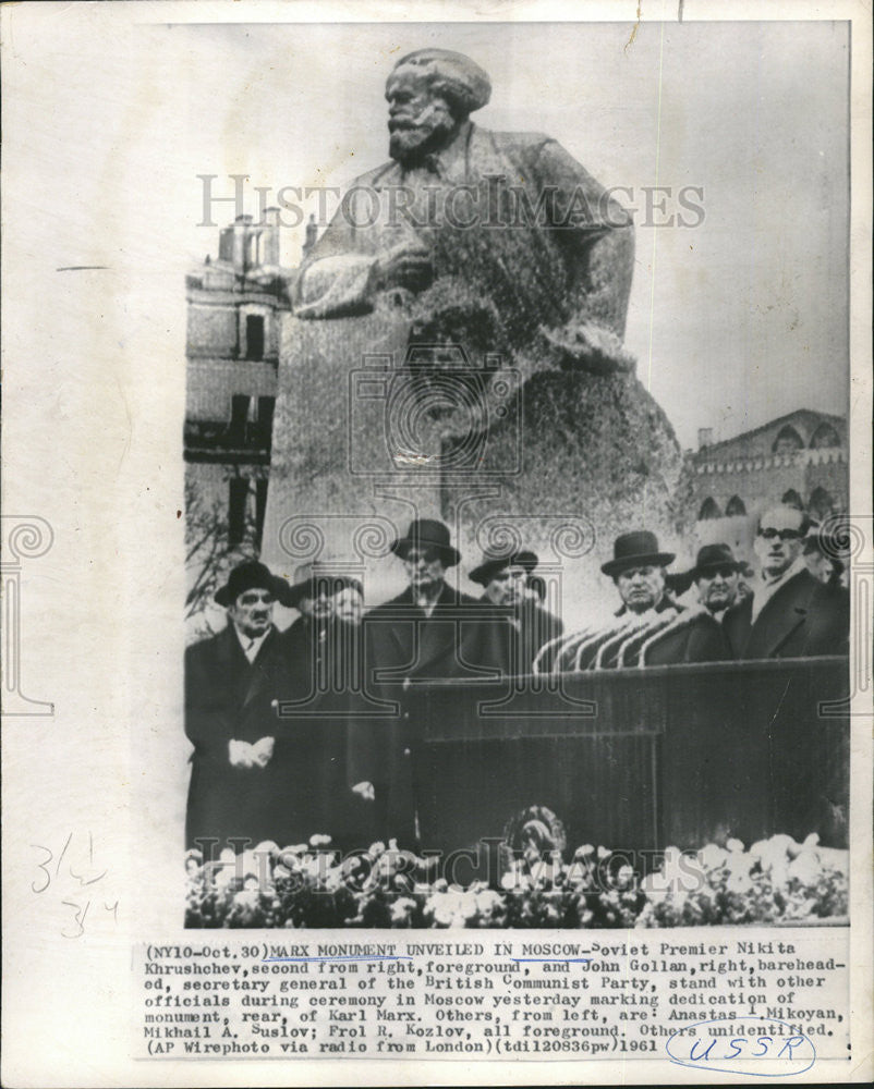 1961 Press Photo Soviet Premier Nikita Khrushchev Second Foreground John Gallan - Historic Images