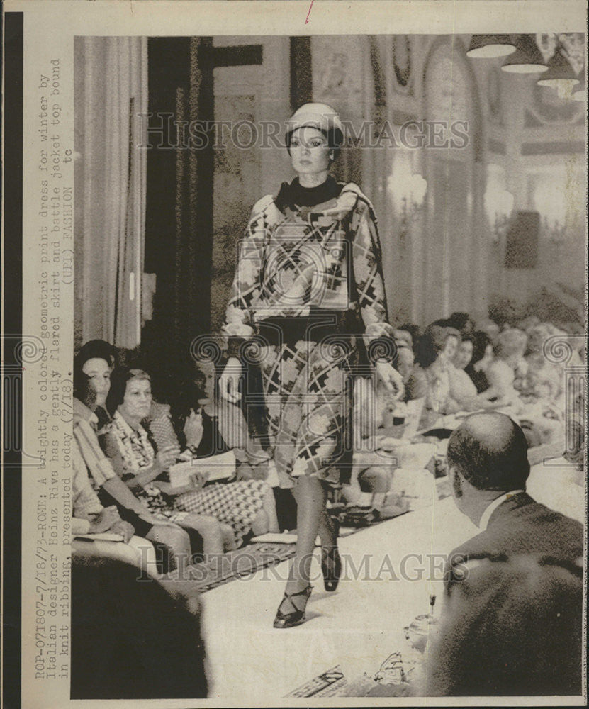 1973 Press Photo Dress Winter Italian Designer Heinz Riva Skirt