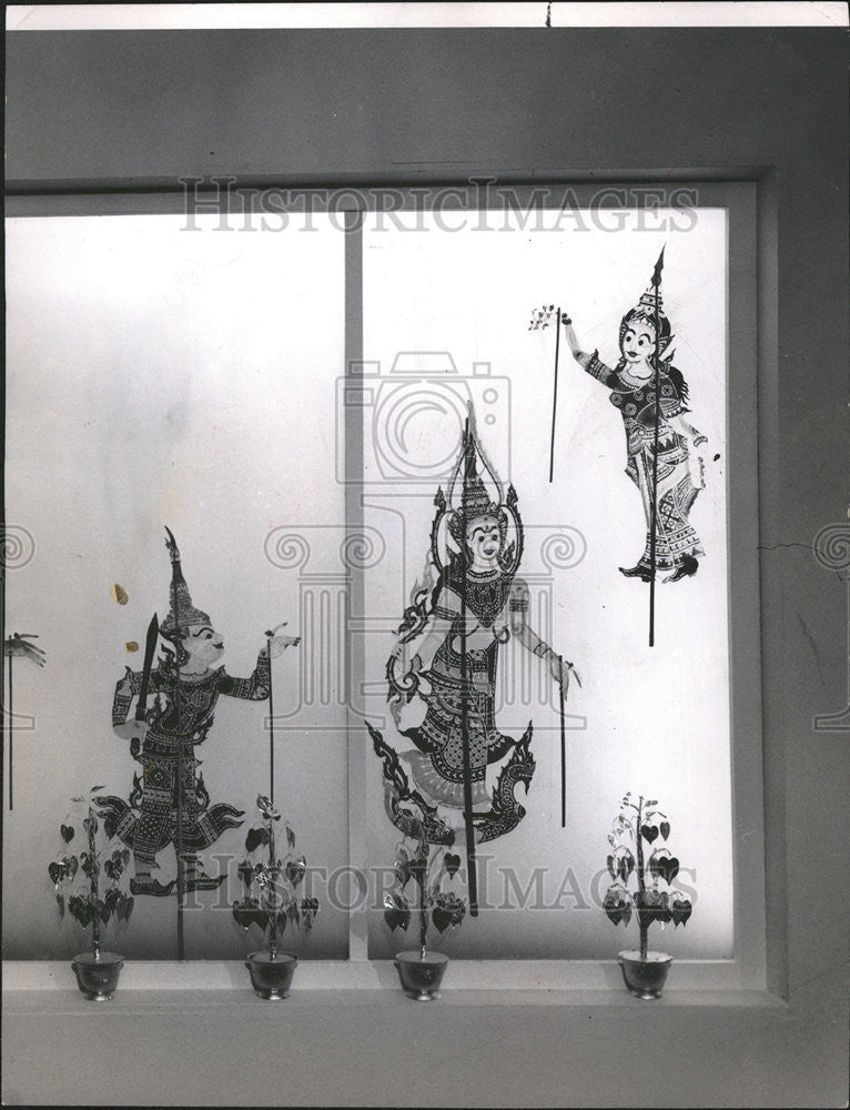 1967 Press Photo Colorful Puppet Thailand window decoration Art Romantic Room - Historic Images