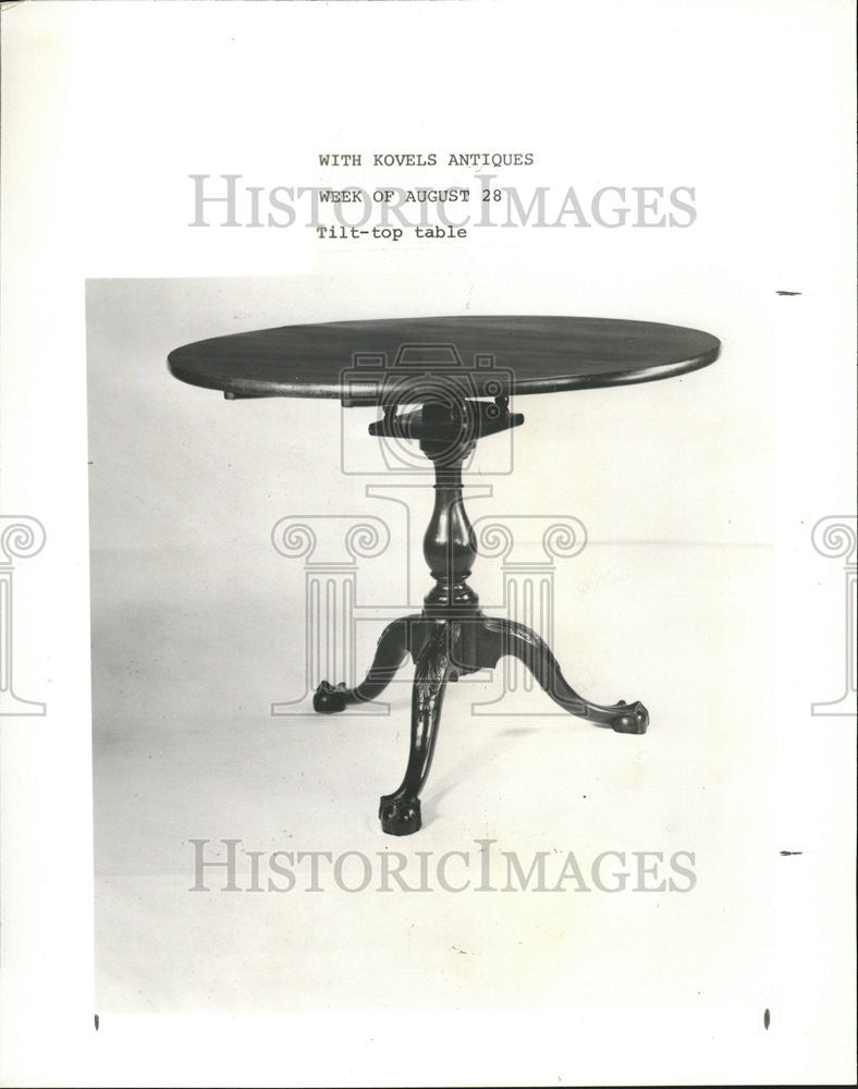 1988 Press Photo Tilt top table has a birdcage beneath - Historic Images