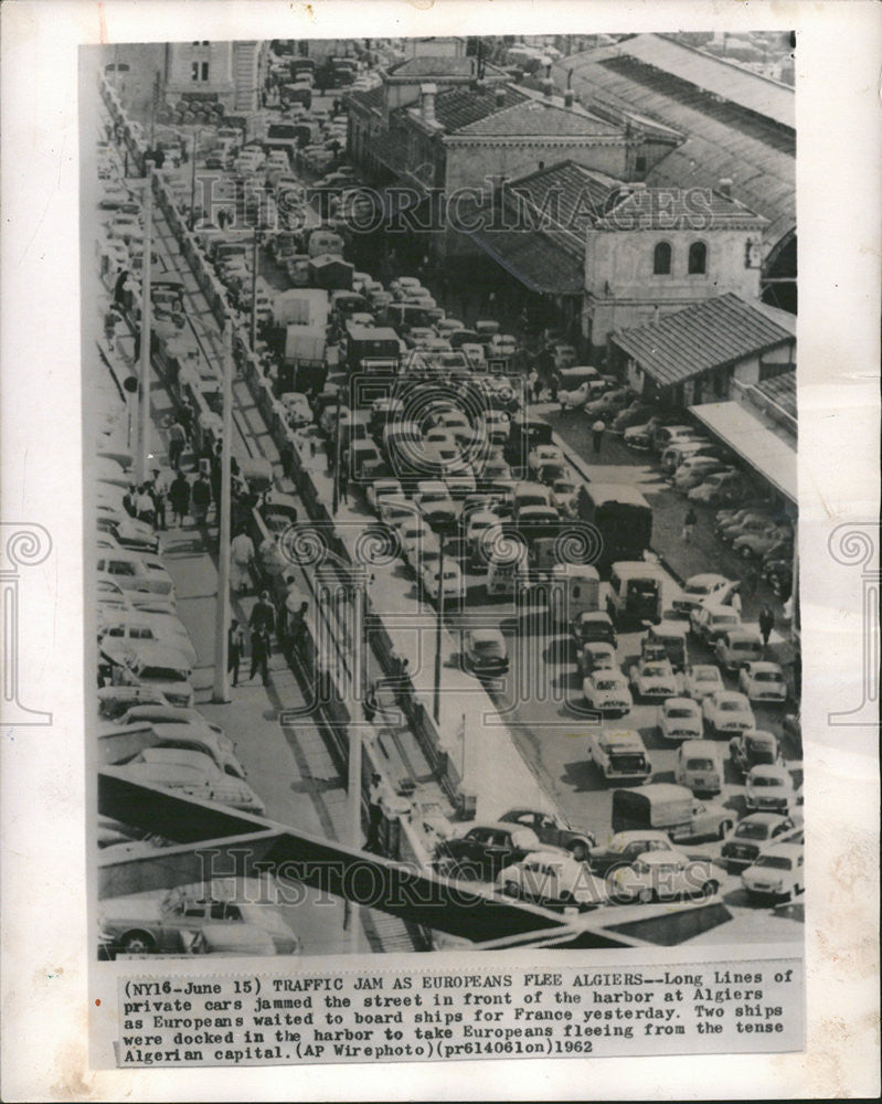 1962 Press Photo Traffic Jam as Europeans Flee Algiers - Historic Images