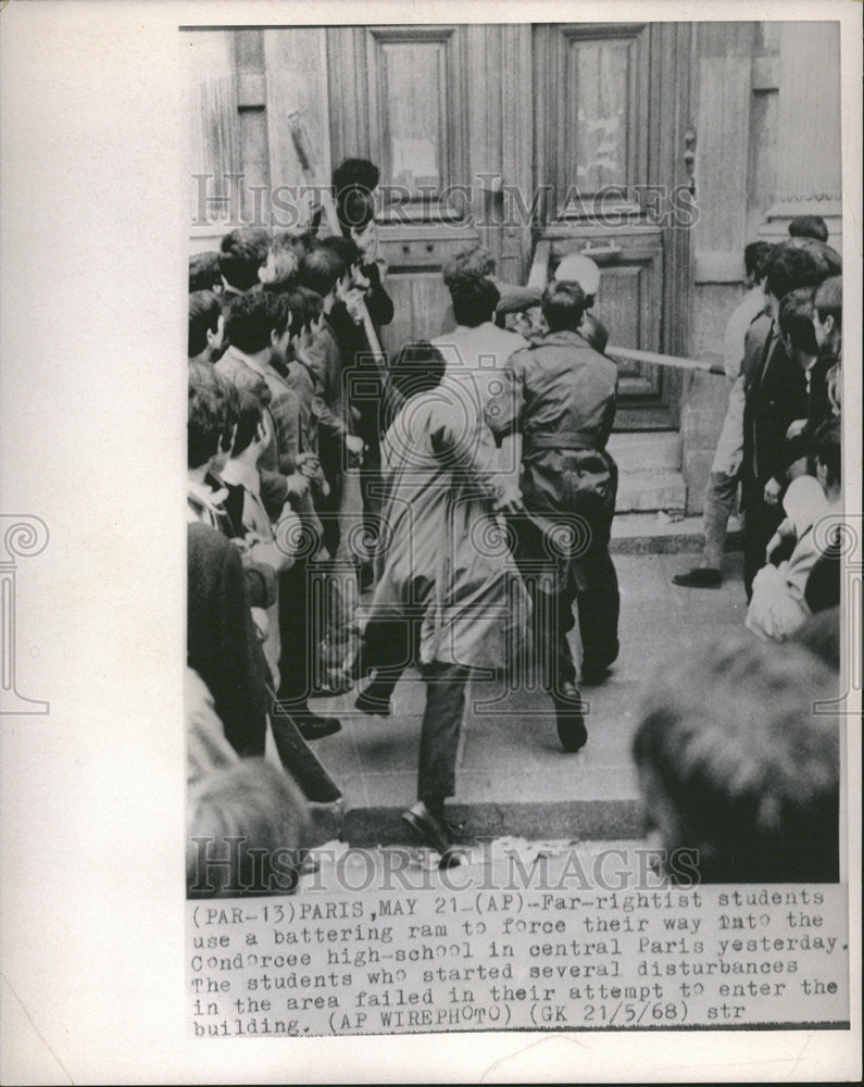 1968 Press Photo Condorcee High School Central Paris Protest - Historic Images