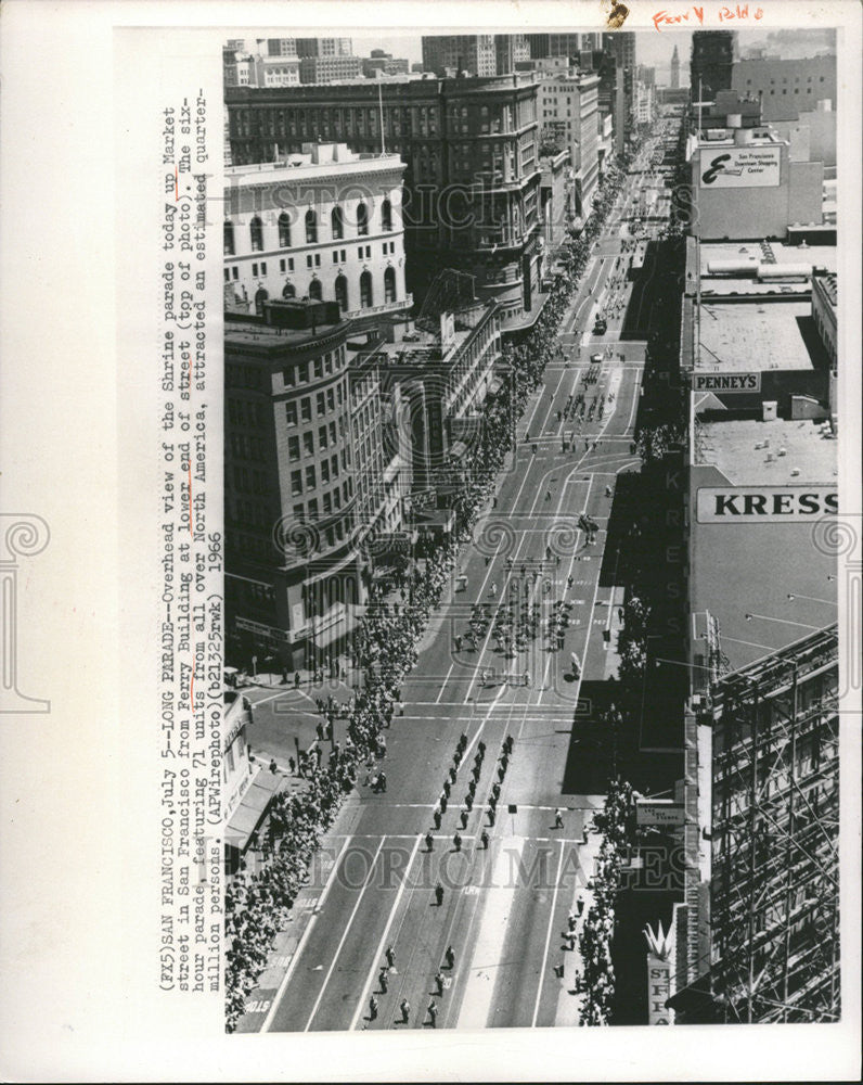 1966 Press Photo Overhead View Of The Shrine Parade Up Market Street - Historic Images