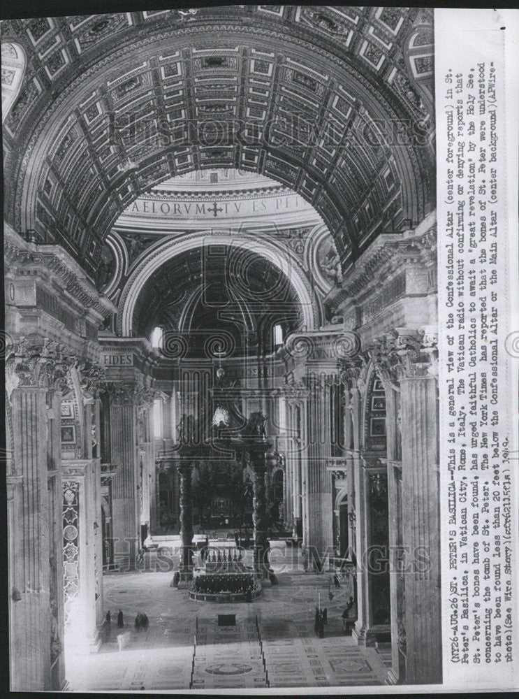 1949 Press Photo Confessional Altar St.Peter Basilica Vatican City Rome Italy - Historic Images