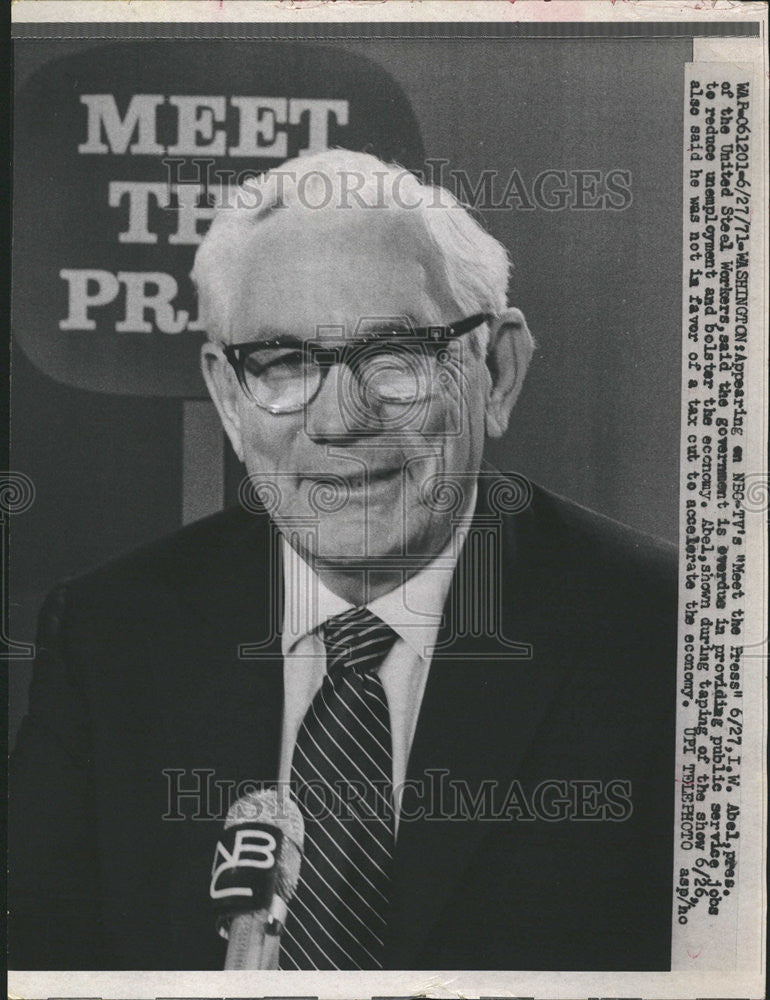 1971 Press Photo Iorwith Wilbur Abel United Steel Workers President - Historic Images