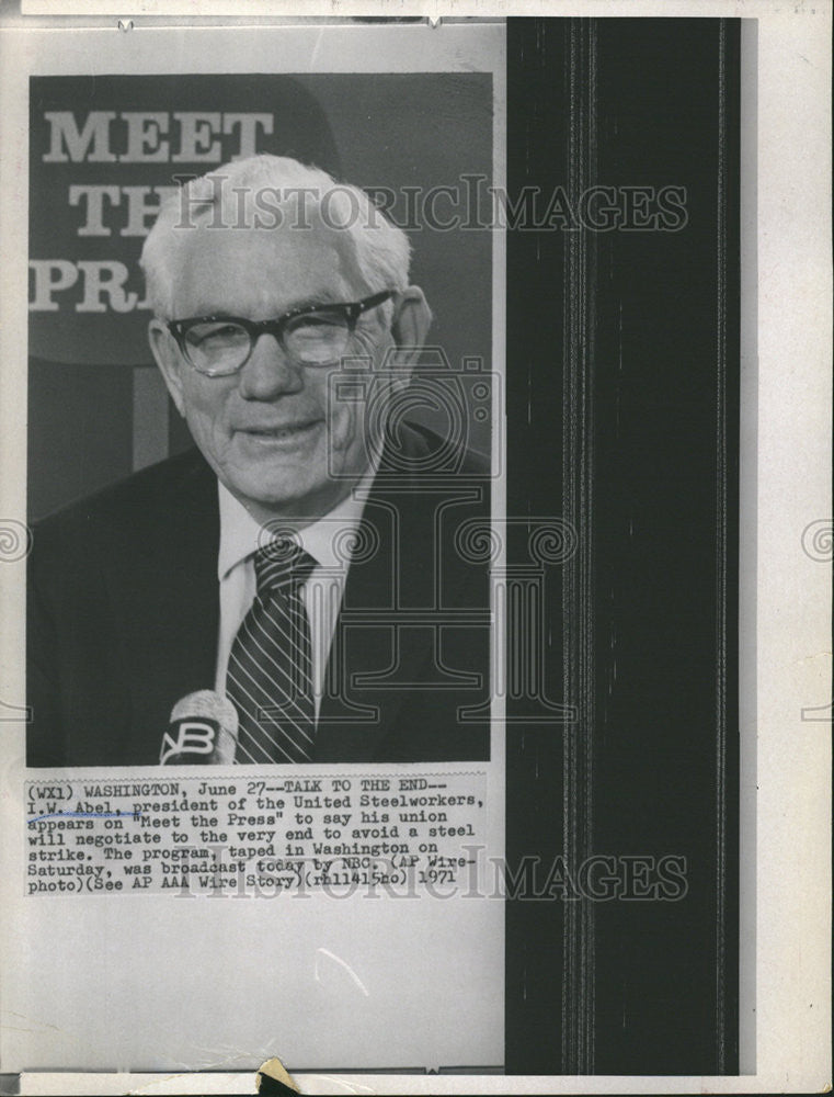 1971 Press Photo Iorwith Wilbur Abel United Steel Workers President - Historic Images