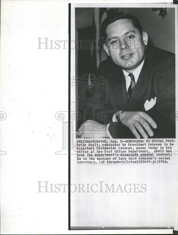 1964 Press Photo Tyler Abell Assistant Postmaster General - Historic Images