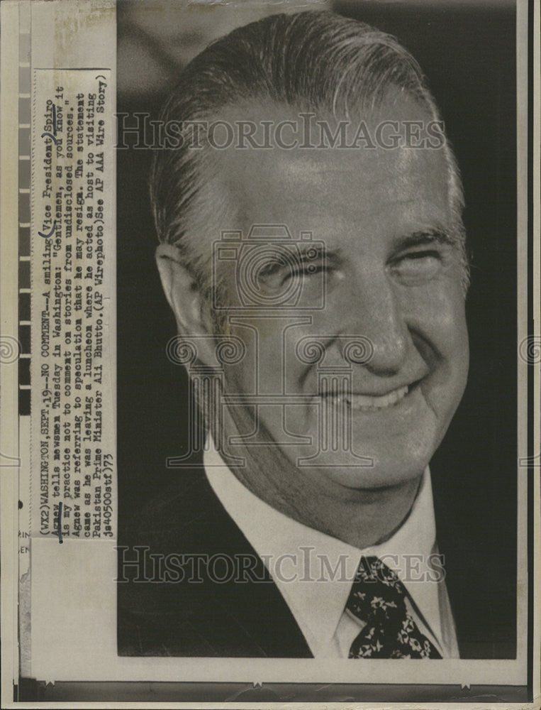 1973 Press Photo American Vice President Spiro Agnew Republican Politician - Historic Images