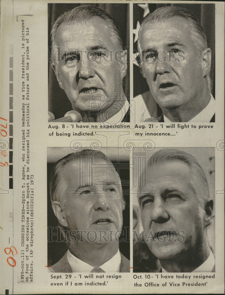 1973 Press Photo Spiro Theodore Agnew Resigned - Historic Images