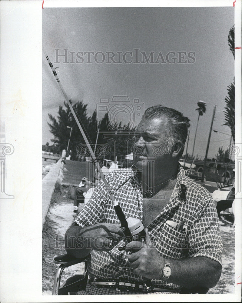 1978 Press Photo Leonard Agnew Angler Paralyzed New Brunswick Canada Fishing - Historic Images