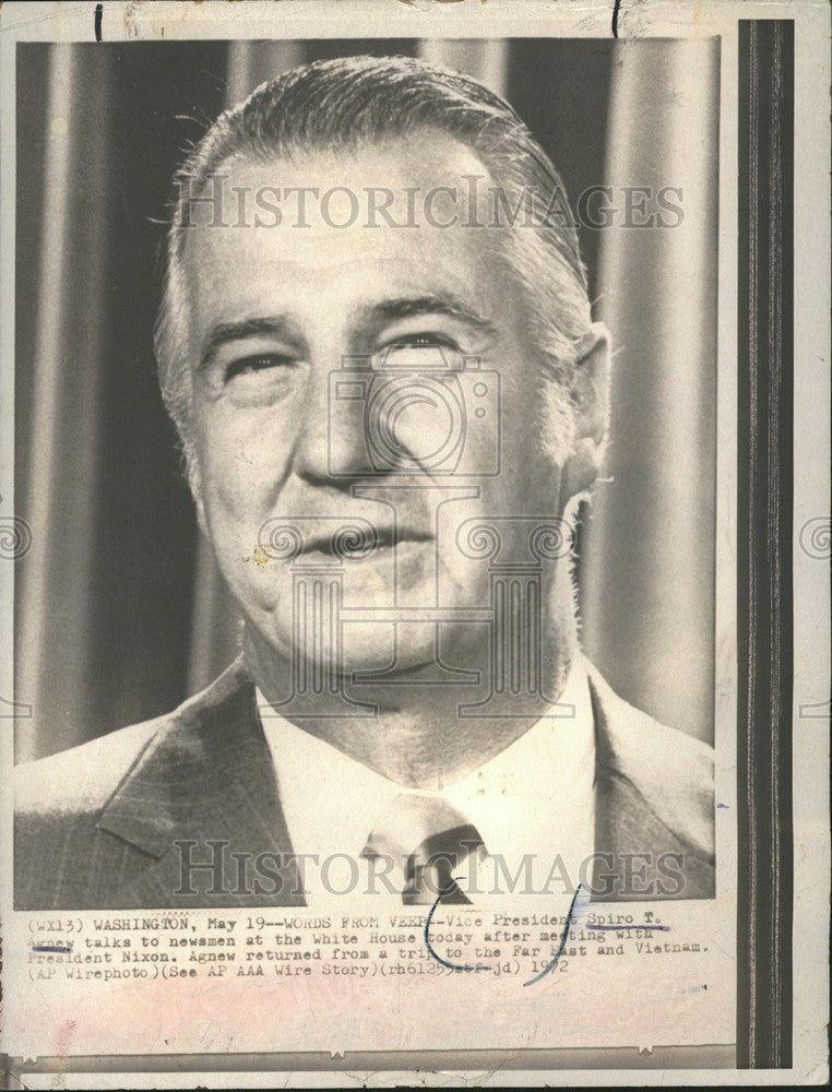 1972 Press Photo American Vice President Spiro Agnew Republican Politician - Historic Images