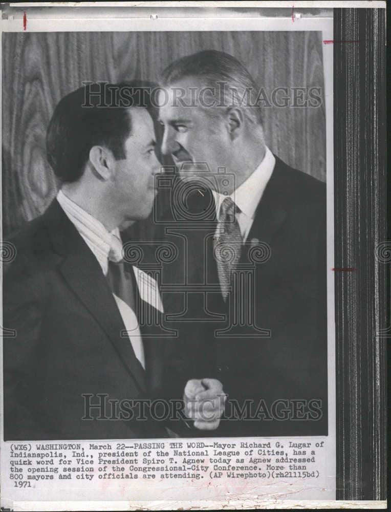 1971 Press Photo Mayor Richard Lugar and Vice President Spiro Agnew - Historic Images