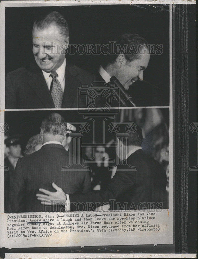 1972 Press Photo President Nixon and Vice President Agnew shares a laugh - Historic Images