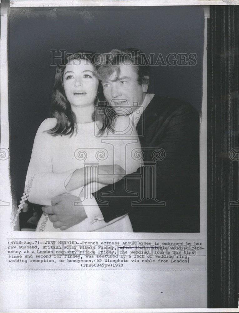 1970 Press Photo French Actress Anouk Aimee British Actor Albert Finney Wedding - Historic Images