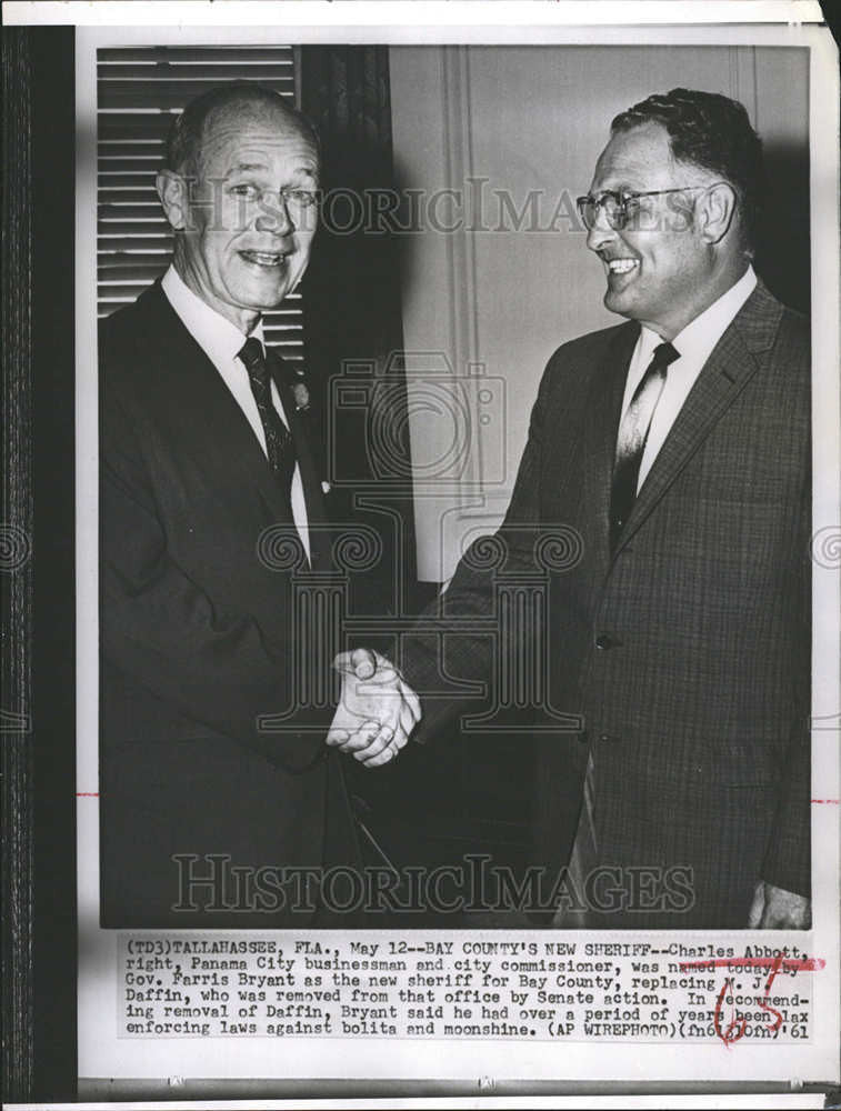 1961 Press Photo Charles Abbott Panama City Businessman Byrant Sheridd BayCounty - Historic Images