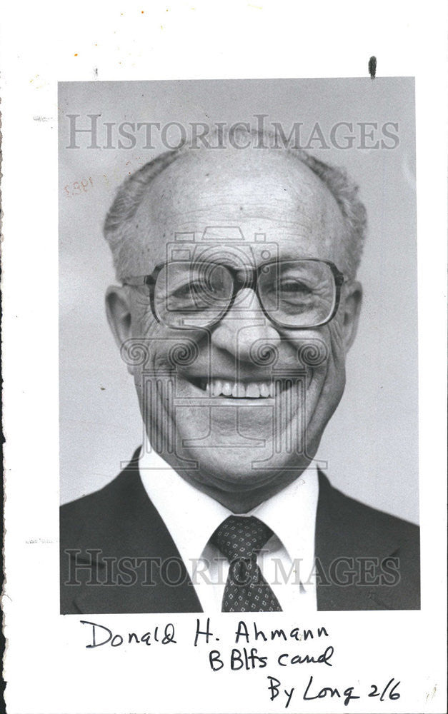 1987 Press Photo Donald H. Ahman - Historic Images