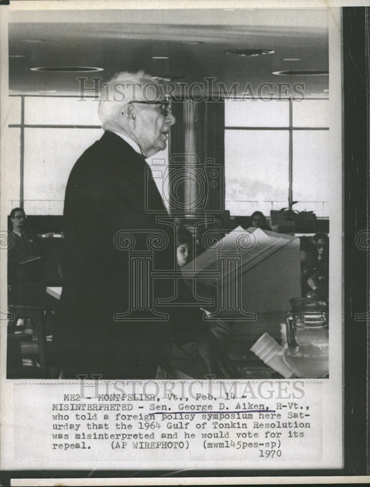 1970 Press Photo Sen George Aiken Foreign Policy Symposium Saturday Gulf Tonkin - Historic Images