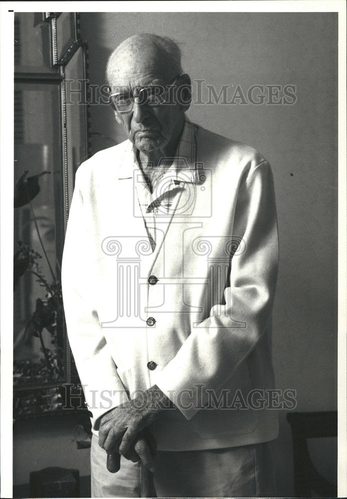 1987 Press Photo Renowned theater director George Abbott Miami Beach Home old - Historic Images