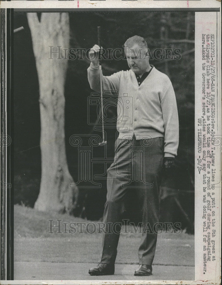 1968 Press Photo Gov Spiro Agnew Olympic Club golf campaign amateur - Historic Images