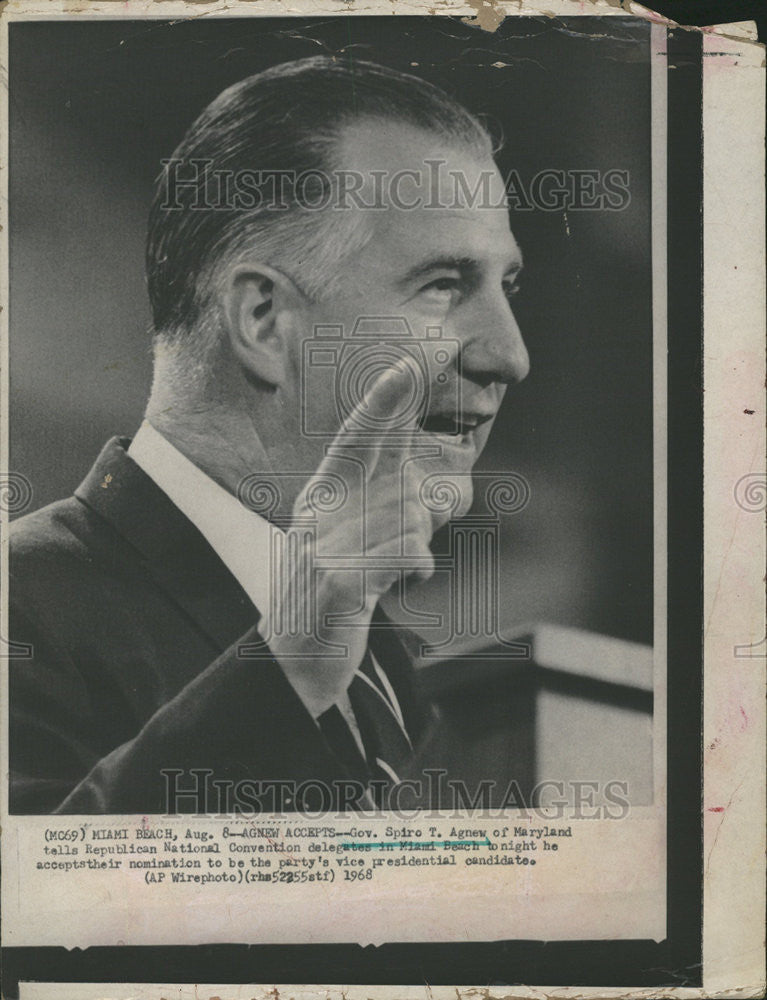 1968 Press Photo Spiro Agnew Marryland Republic National Convention Miami Beach - Historic Images