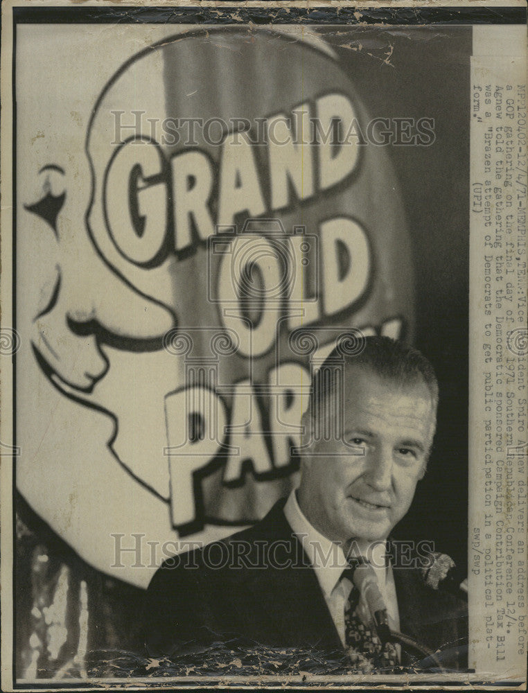 1971 Press Photo Vice President Spiro Agnew GOPSouthern Republican Conference - Historic Images