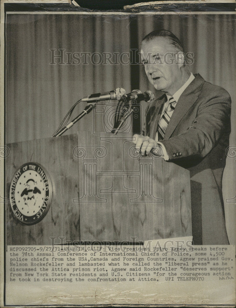 1971 Press Photo Spiro Agnew Conference Police Nelson Rockefeller Attica Prison - Historic Images