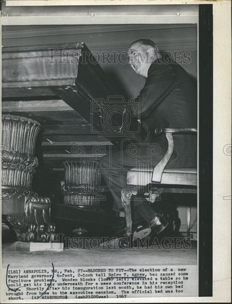 1967 Press Photo Spiro Agnew Maryland governor furniture executive mansion - Historic Images