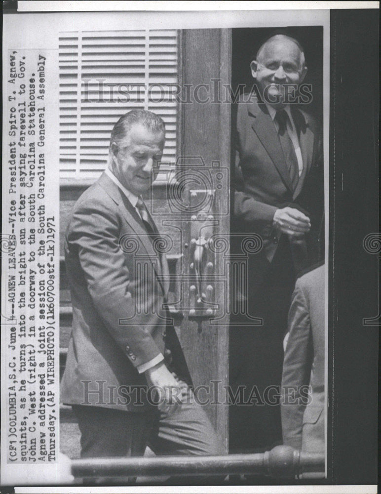 1971 Press Photo Spiro T. Agnew John C. West - Historic Images