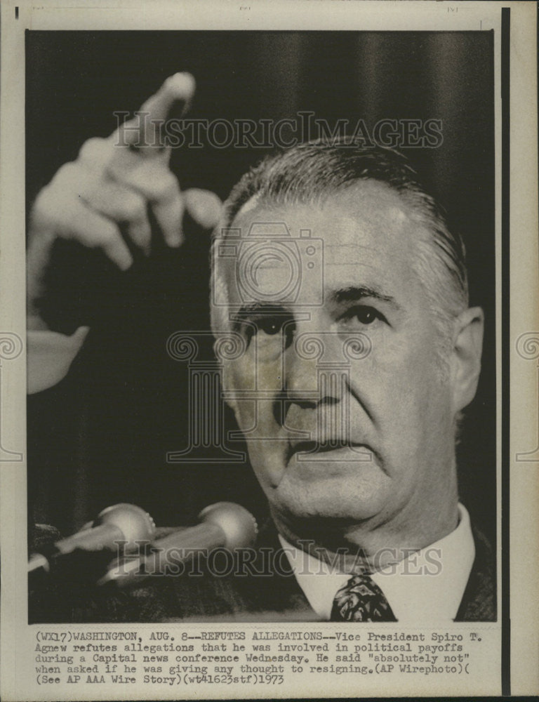 1973 Press Photo Vice President Spiro T. Agnew - Historic Images