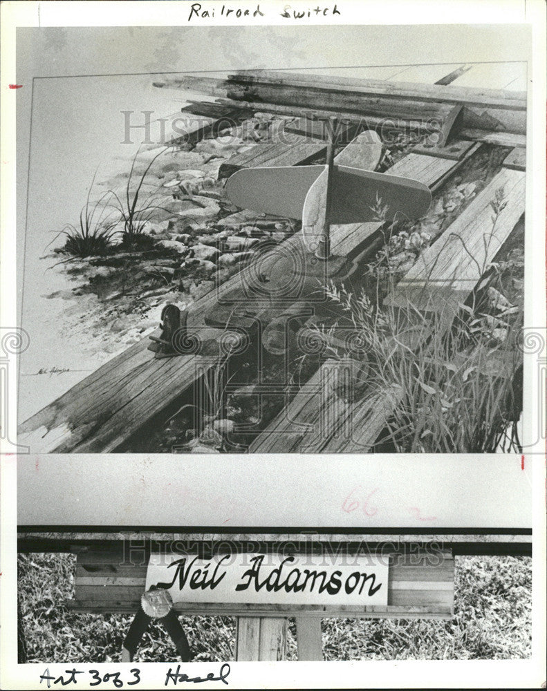 1983 Press Photo Neil Adamson painting Railroad Dunedin Art Harvest Junior Home - Historic Images