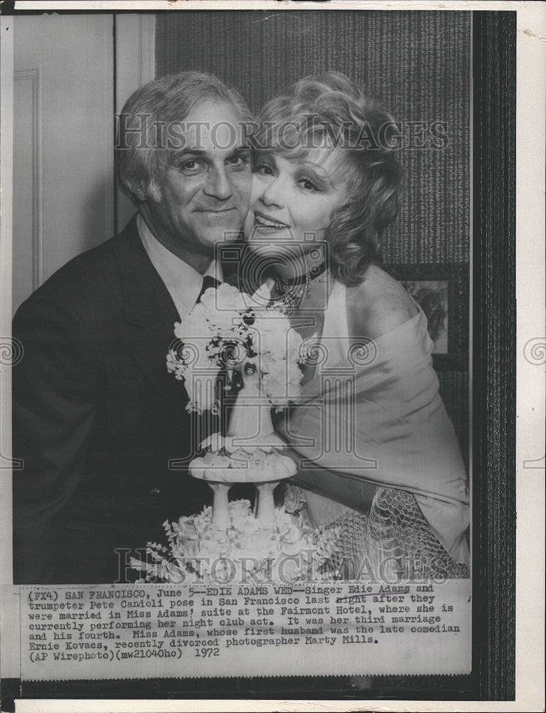 1972 Press Photo Edie Adams and Pete Candoli after their wedding. - Historic Images