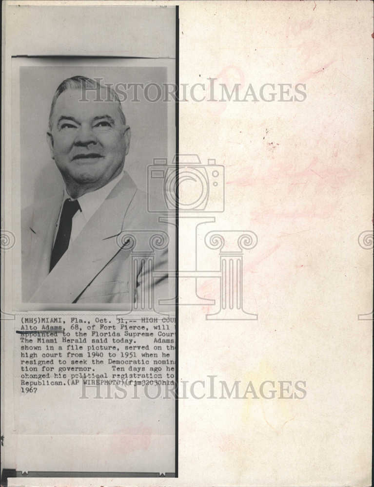 1967 Press Photo High Court Alto Adams Florida Supreme Court Fort Pierce - Historic Images