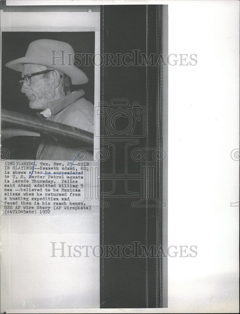 1972 Press Photo Kenneth Adami American Criminal Surrendered American Patrol - Historic Images