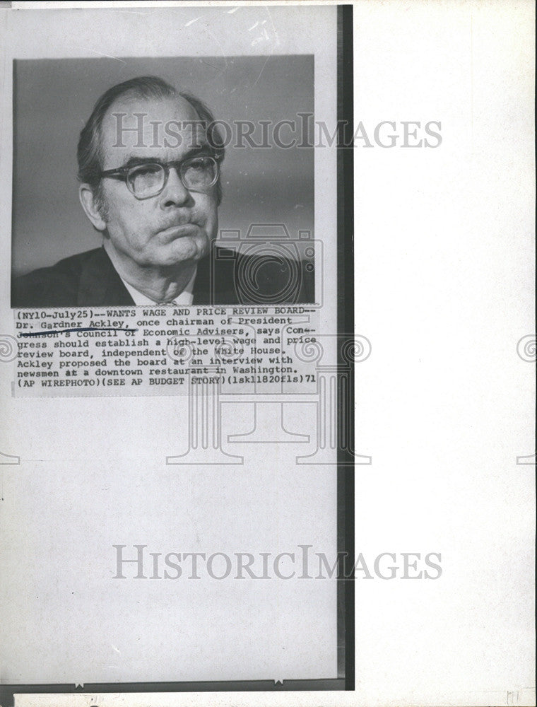 1971 Press Photo White House Ackley Gardner President Johnson Congress Economic - Historic Images